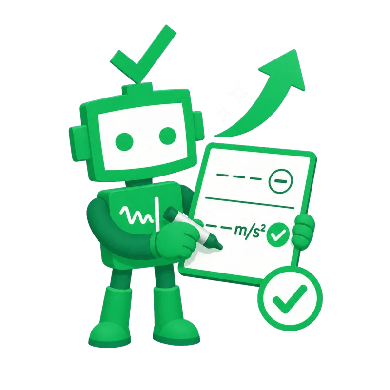 The PhysicsUK mascot improving an answer using feedback