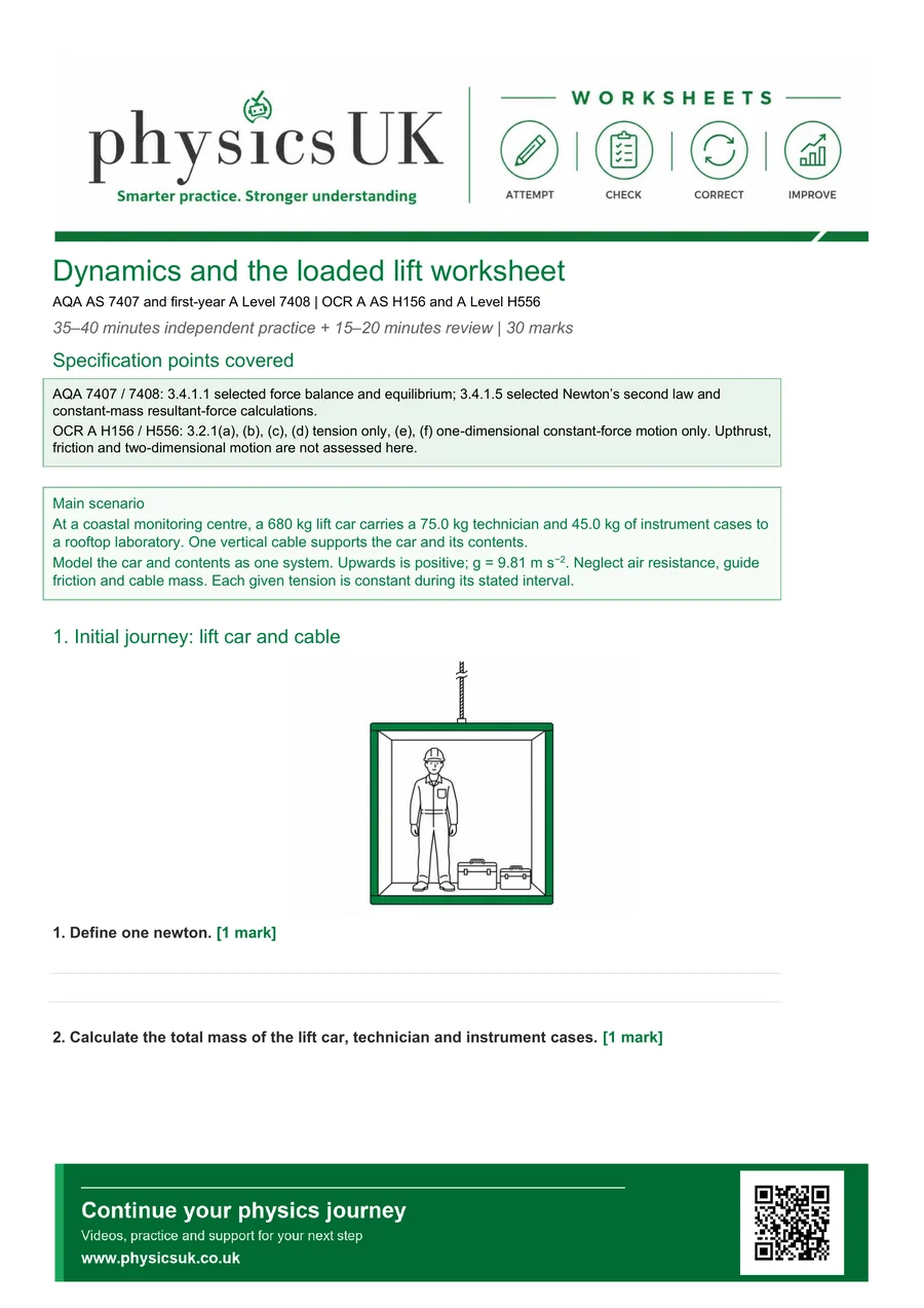 Preview of Dynamics and Newton’s Second Law Worksheet