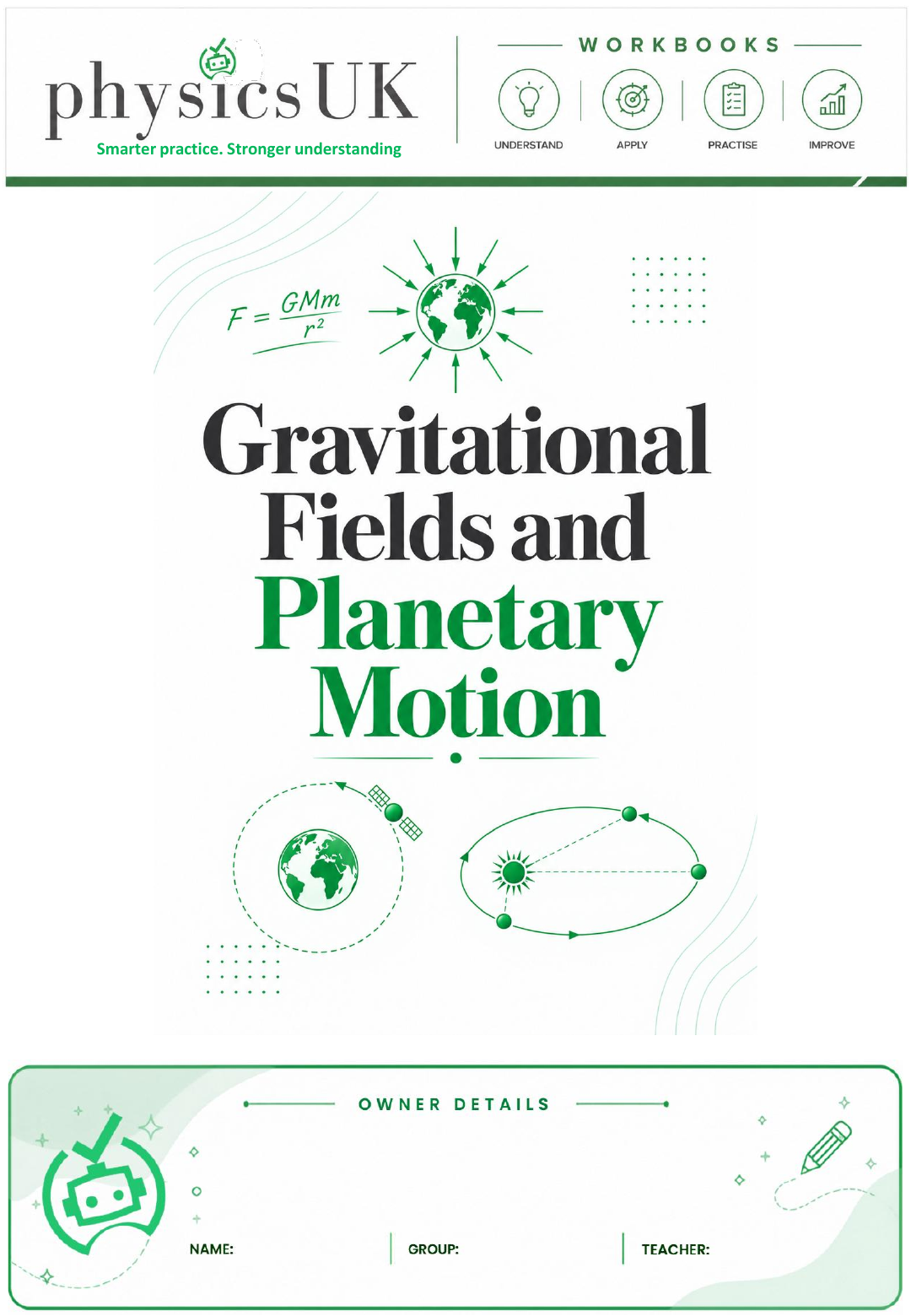 Cover of the OCR A A Level Physics Gravitational Fields and Planetary Motion Workbook