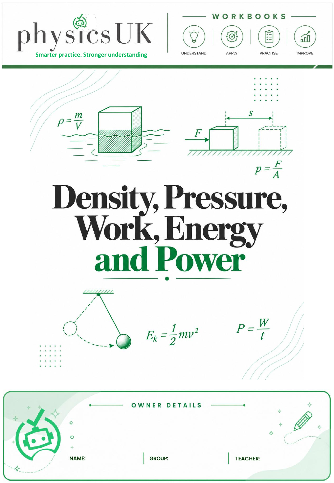 Cover of the OCR A AS Physics Density, Pressure, Work, Energy and Power Workbook